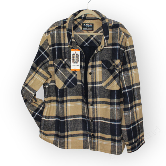 3XL NEW Dakine Shirt-Jac Shacket Chore Barn Snap Navy Plaid Flannel Fleece - Picture 3 of 14